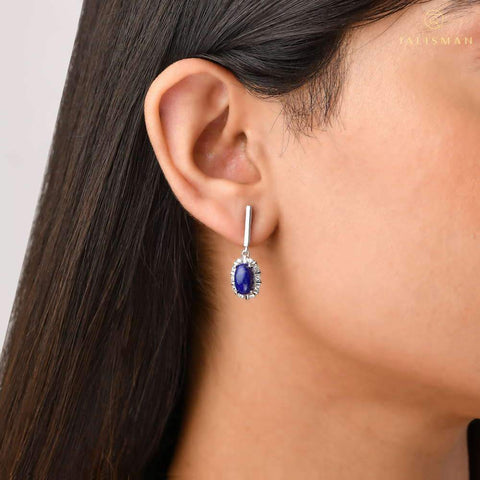Silver Earrings Online | Lavish Oval Drop Earrings | Earrings | TALISMAN