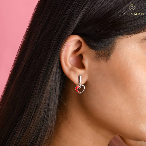 Buy Silver Earrings Online | Entwined Heart Drop Earrings | Amore | TALISMAN