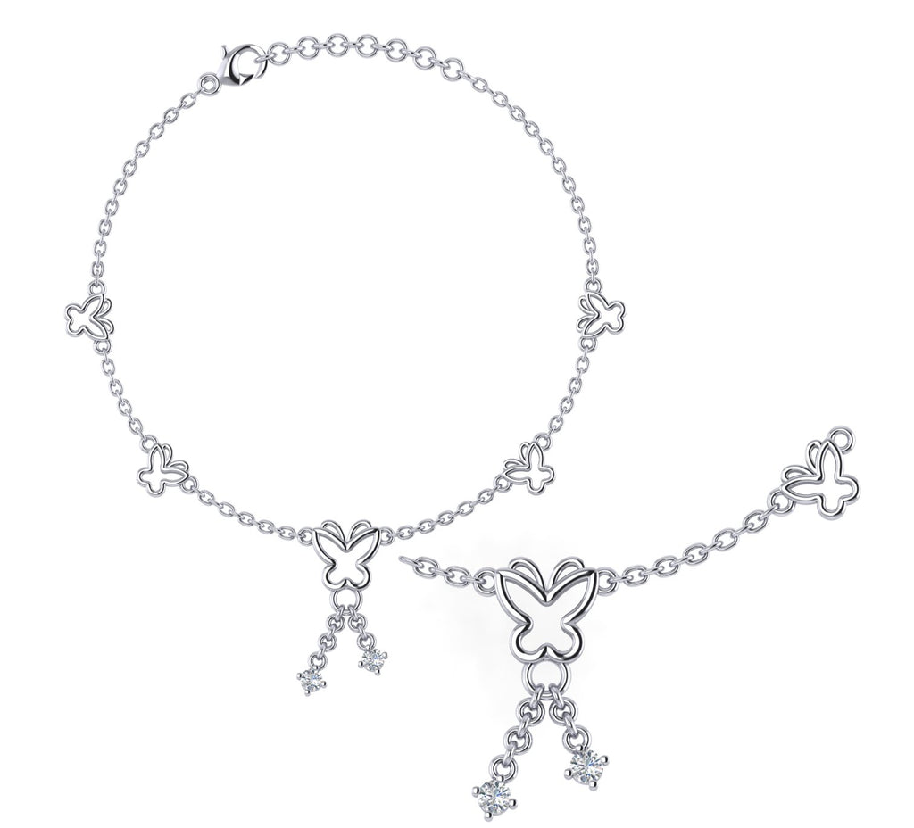 Butterfly Stack Sterling Silver Anklet | Silver Anklet for Women | Anklets | TALISMAN