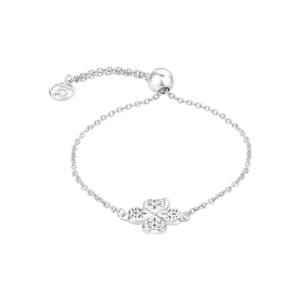 Buy Silver Bracelets Online| Four Clover Leaf Symbol Bracelet
