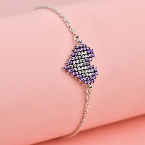 Buy Bangles Online | Purple Pave' Heart Moment Bracelet | Amore' - Love | TALISMAN