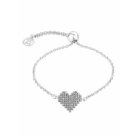 Silver Bracelet | White Pave' Heart Moment Bracelet | Amore' - Love | TALISMAN