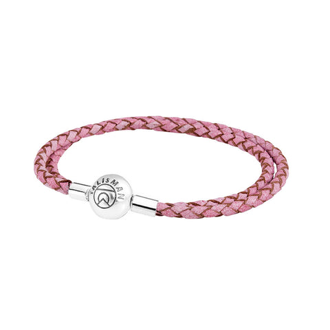 Essence Braided Leather Bracelet - Pink