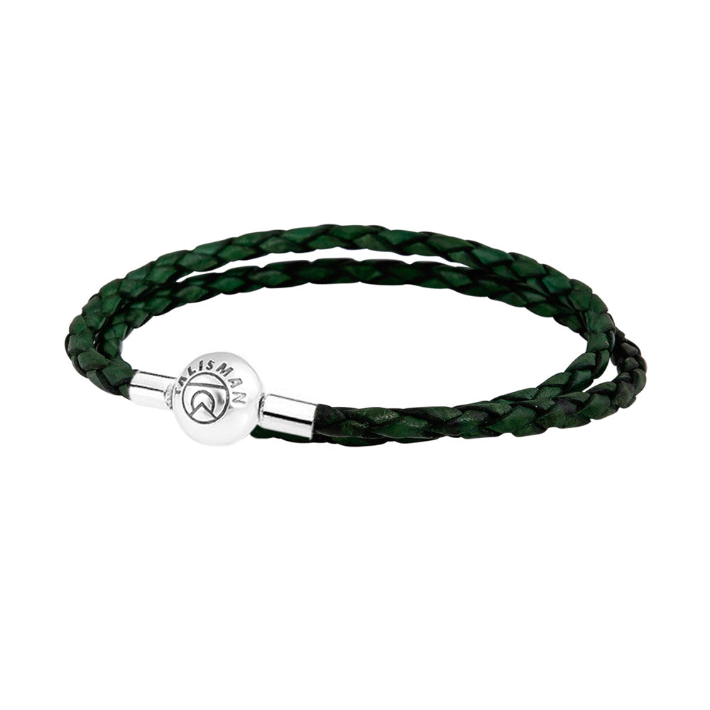 Essence Braided Leather Bracelet - Green