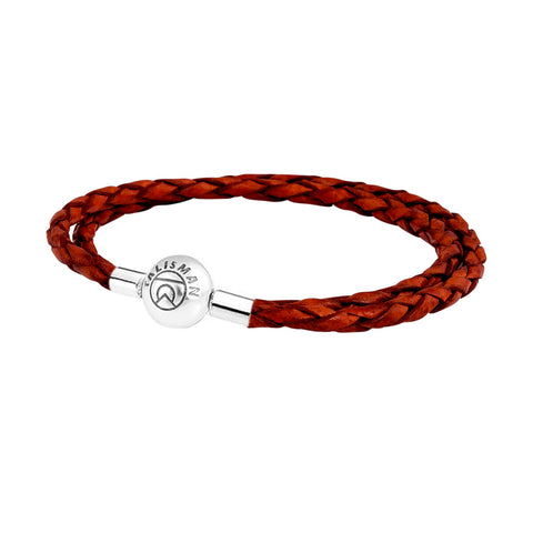 Essence Braided Leather Bracelet - Red