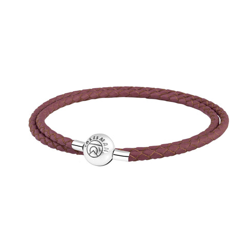 Essence Braided Leather Bracelet - Dusty Rose