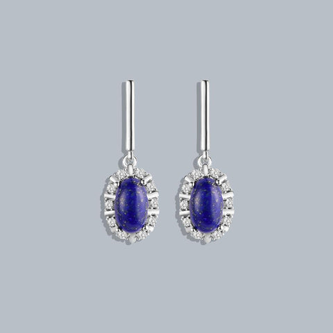 Silver Earrings Online | Lavish Oval Drop Earrings | Earrings | TALISMAN