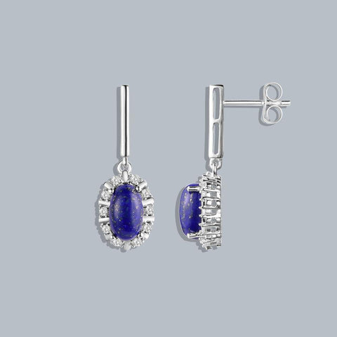 Silver Earrings Online | Lavish Oval Drop Earrings | Earrings | TALISMAN