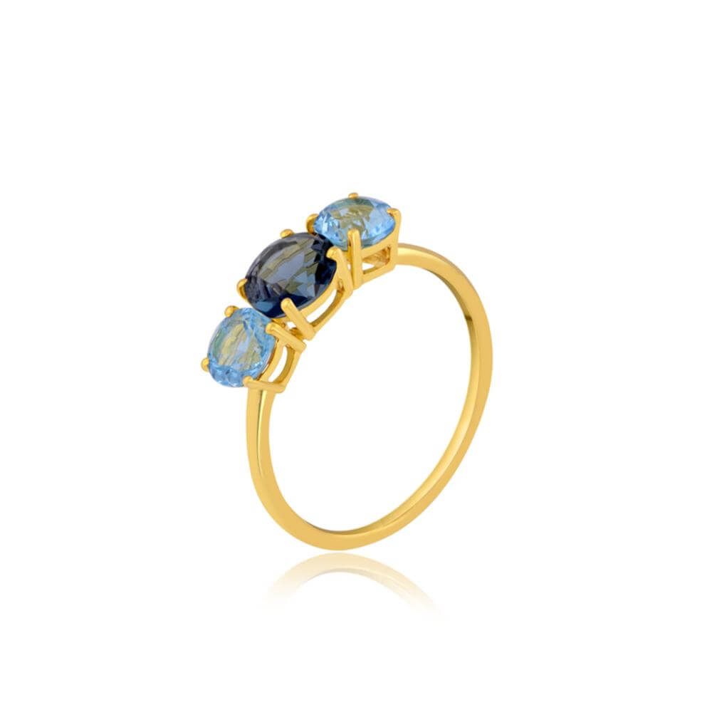 Buy Gemstone Ring | Blue Topaz Trio Gemstone Ring | "9 to 9" Office Wear | TALISMAN