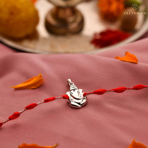 Oh My Friend Ganesha Silver Rakhi | Rakhi | Buy Silver Rakhi | TALISMAN