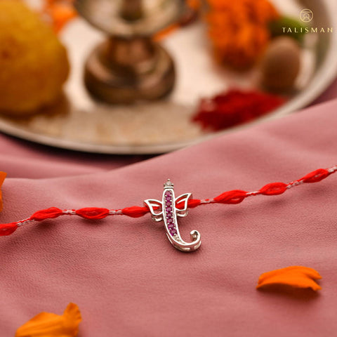 Divine Shree Ganesha Silver Rakhi | Rakhi | Shop Silver Rakhi Online | TALISMAN