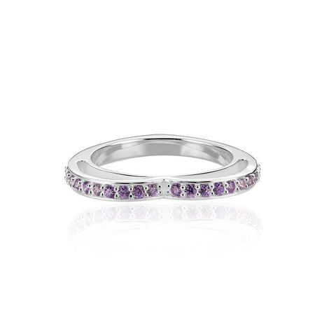 Silver Rings Online | Sparkling Purple Pave' Eternity Heart Ring | Amore | TALISMAN