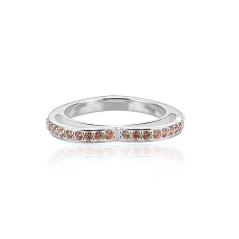Best Silver Rings Online | Sparkling Brown Pave' Eternity Heart Ring | Amore | TALISMAN