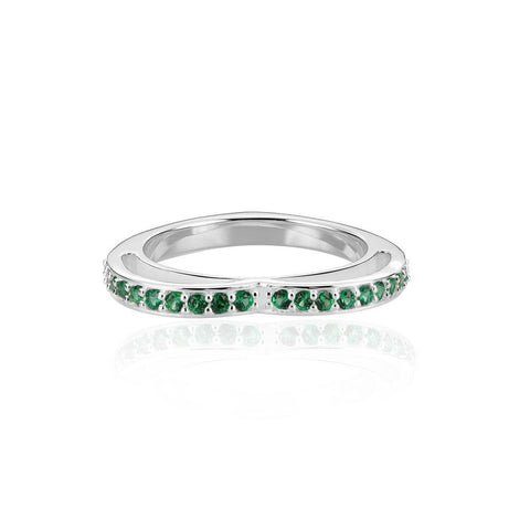 Buy Silver Rings | Sparkling Green Pave' Eternity Heart Ring | Amore | TALISMAN