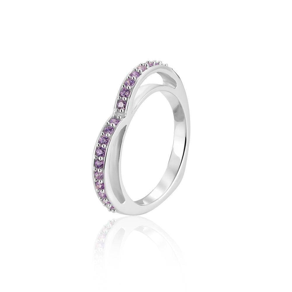 Silver Rings Online | Sparkling Purple Pave' Eternity Heart Ring | Amore | TALISMAN