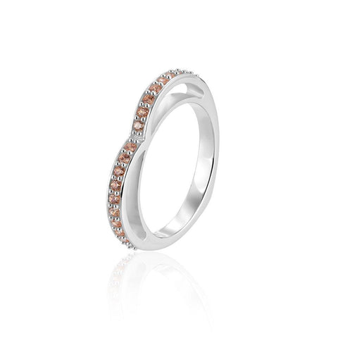 Best Silver Rings Online | Sparkling Brown Pave' Eternity Heart Ring | Amore | TALISMAN