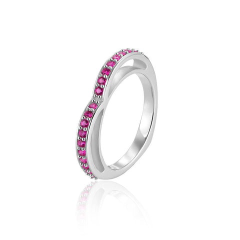 Best Silver Rings Online | Sparkling Red Pave' Eternity Heart Ring | Amore | TALISMAN