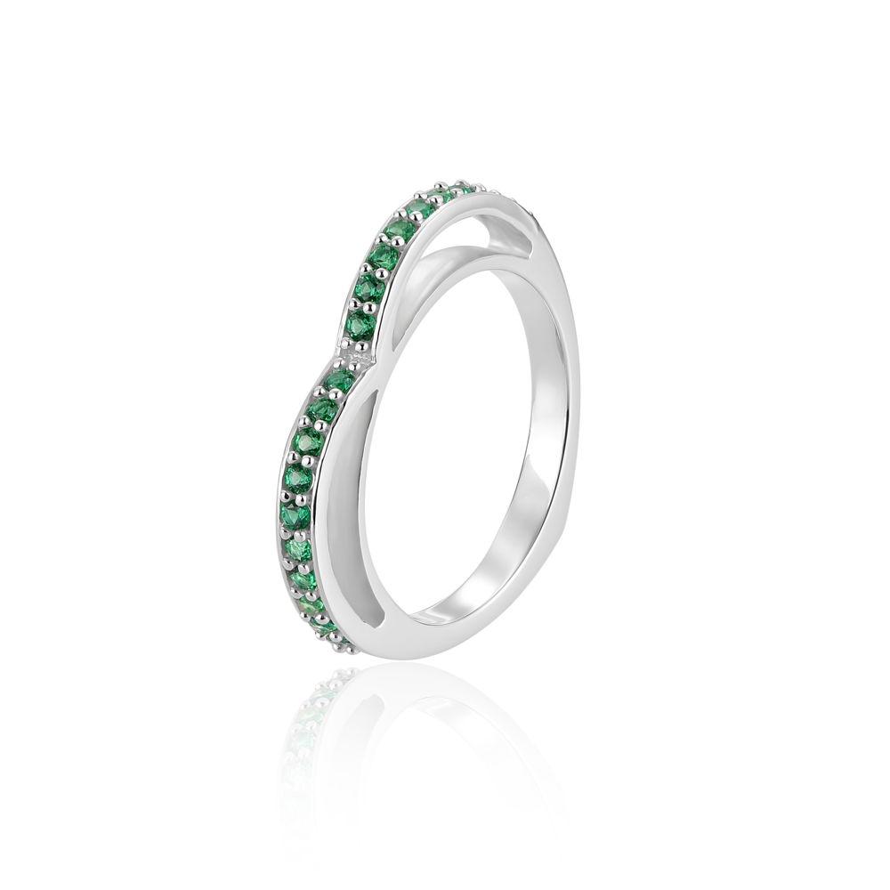 Buy Silver Rings | Sparkling Green Pave' Eternity Heart Ring | Amore | TALISMAN