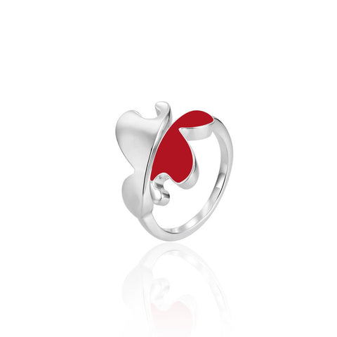 Best Silver Rings Online | Fluttering Red Butterfly Adjustable Ring | Tropical | TALISMAN