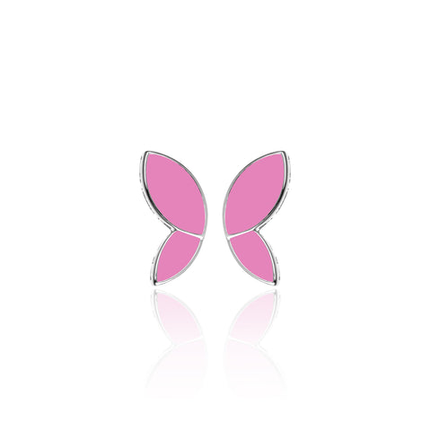Womens Sterling Silver Earrings | Pink Butterfly Wings Stud Earrings | Tropical | TALISMAN