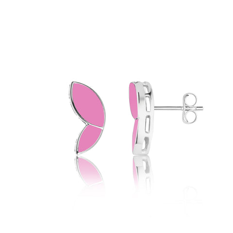 Womens Sterling Silver Earrings | Pink Butterfly Wings Stud Earrings | Tropical | TALISMAN
