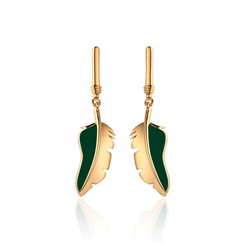 Buy Silver Earring | Sparkling Green Leaf Drop Earrings | Tropical | TALISMAN