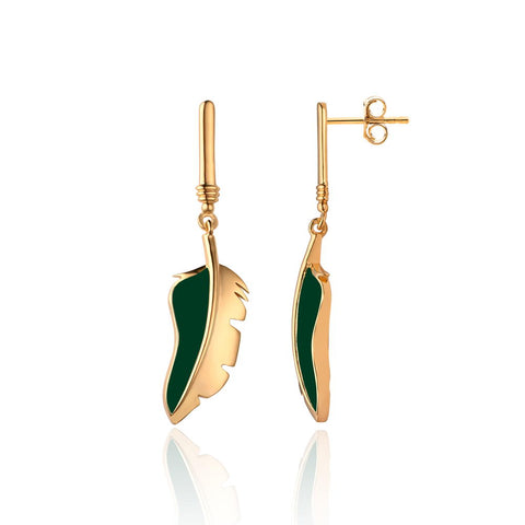 Buy Silver Earring | Sparkling Green Leaf Drop Earrings | Tropical | TALISMAN