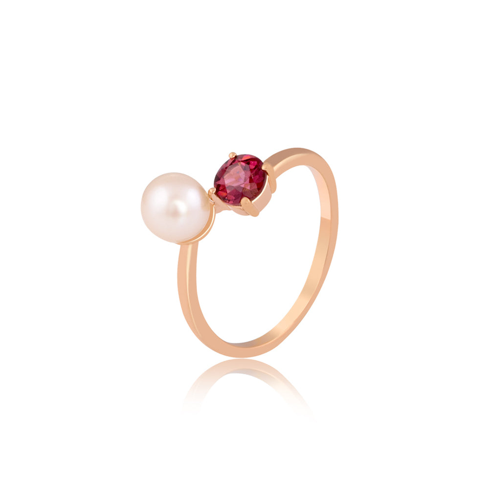 Pearl Rhodolite Gemstone Ring