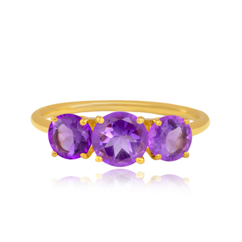 Buy Gemstone Ring Online | Amethyst Trio Gemstone Ring | "9 to 9" Office Wear | TALISMAN