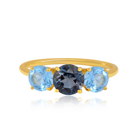 Buy Gemstone Ring | Blue Topaz Trio Gemstone Ring | "9 to 9" Office Wear | TALISMAN