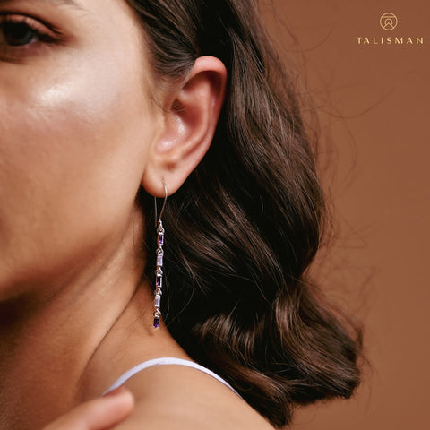 Purple Love Link Drop Earrings | Shop Earring For Gf | Earring | TALISMAN