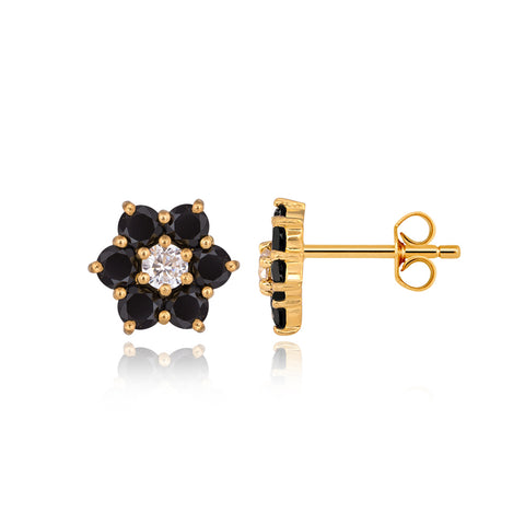 Six Stars Black Spinel Earrings