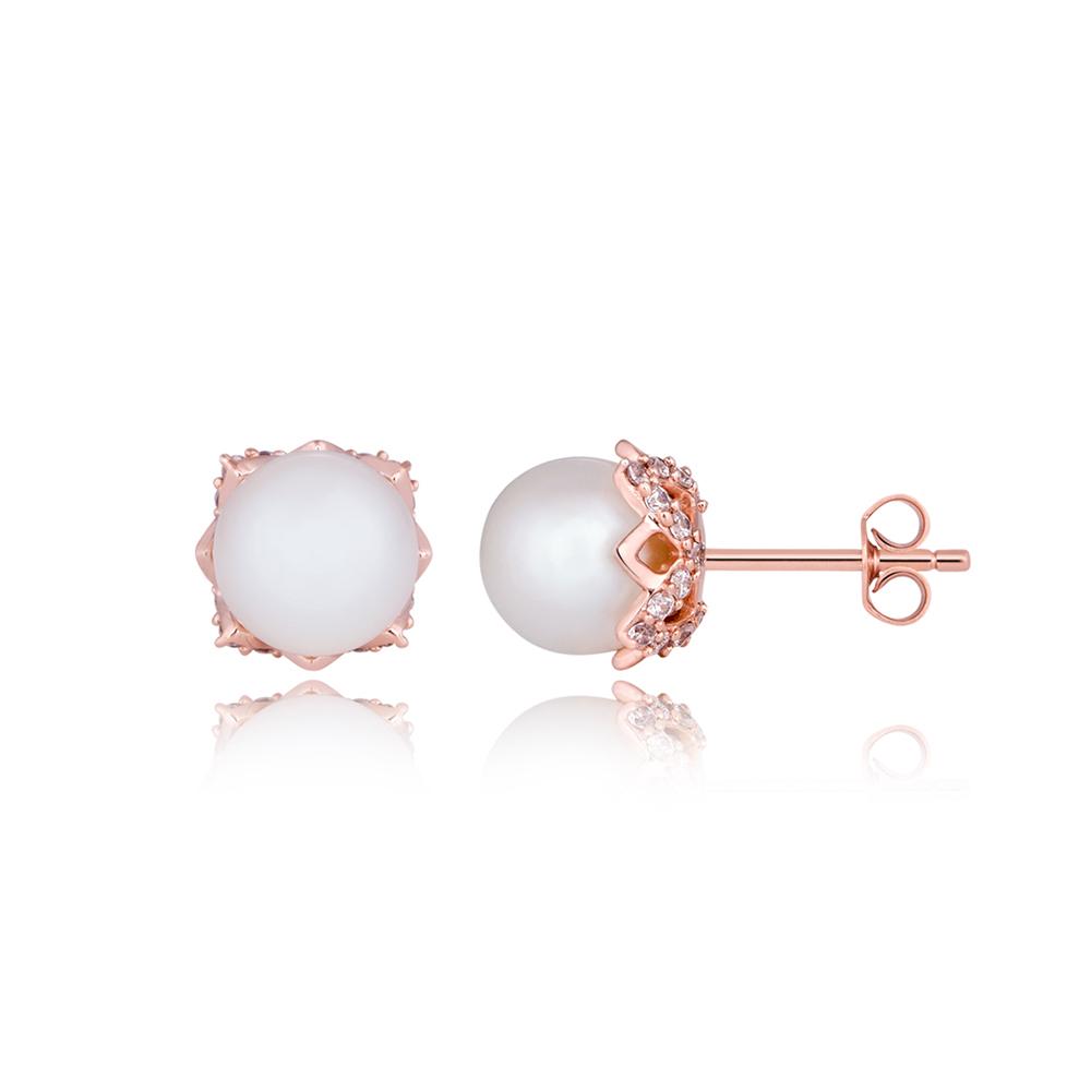 Buy Fabula Jewellery Gold & White Faux Pearlear Office-Wear Fashion Stud  Earrings For Women & Girls Online