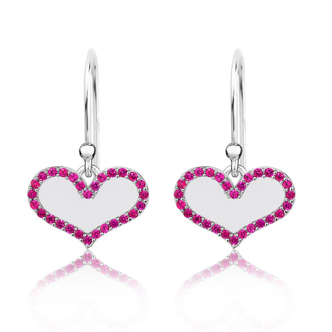 Drop Earring | Red Pave' Sparkle Heart Drops | Amore' - Love | TALISMAN