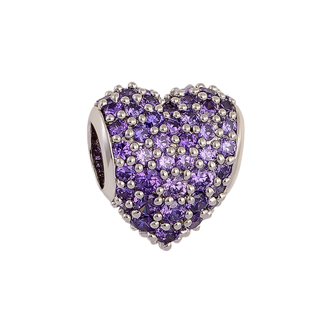 Purple Pavé Heart Charm