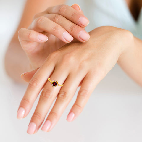 Heart-Shaped Garnet Ring