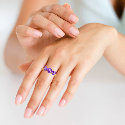 Buy Gemstone Ring Online | Amethyst Trio Gemstone Ring | "9 to 9" Office Wear | TALISMAN