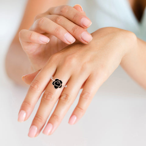 Black Rose Stack Ring