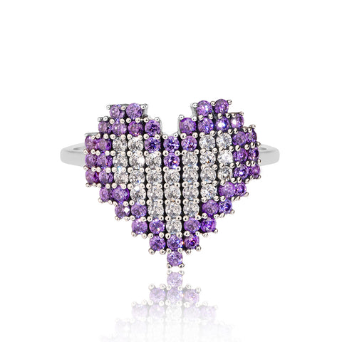 Shop Ring Online | Sparkling Heart Ring - Purple | Amore' - Love | TALISMAN