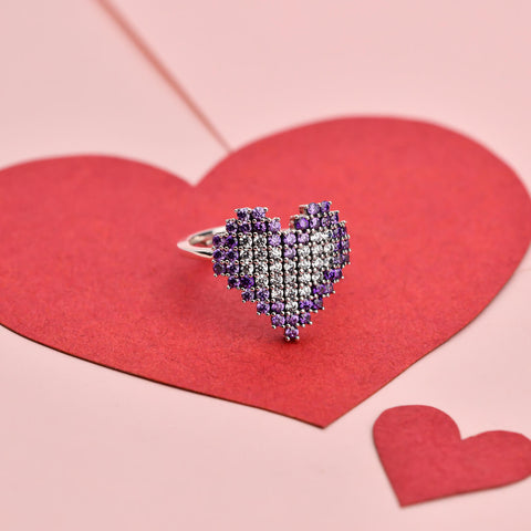 Shop Ring Online | Sparkling Heart Ring - Purple | Amore' - Love | TALISMAN