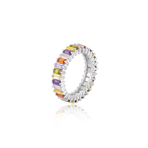 Multicolour Baguette Stack Ring | Silver Rings Online | Ring | TALISMAN