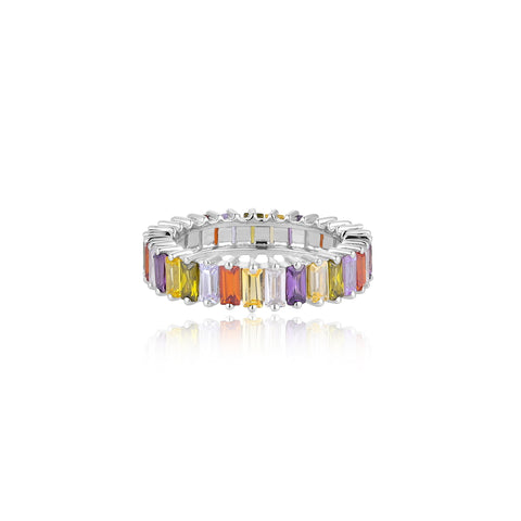 Multicolour Baguette Stack Ring | Silver Rings Online | Ring | TALISMAN