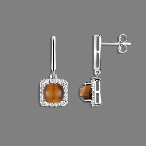 Buy Earrings Online | Tiger Eye Drop Earrings | Earrings | TALISMAN