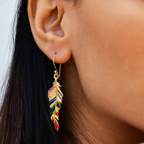 Drop Earrings Online | BoHo Feather Drops | Bohemian Dream | TALISMAN